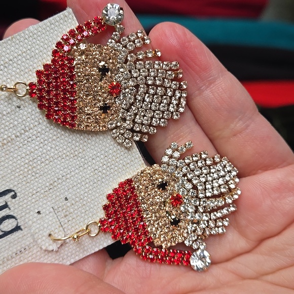 Santa 🎅 Dangle Crystal Dangle Earrings,  NWT - Picture 3 of 6